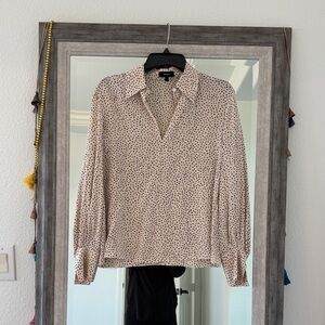 Theory Cream and Black Polka Dot Blouse